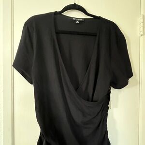 INC International Concepts Black Drape Blouse